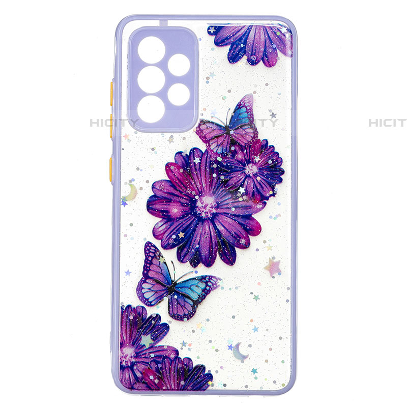 Coque Silicone Motif Fantaisie Souple Couleur Unie Etui Housse Y01X pour Samsung Galaxy A73 5G Violet Plus