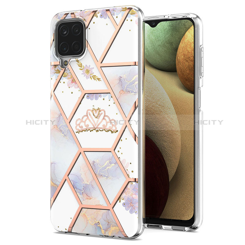 Coque Silicone Motif Fantaisie Souple Couleur Unie Etui Housse Y02B pour Samsung Galaxy A12 Gris Plus