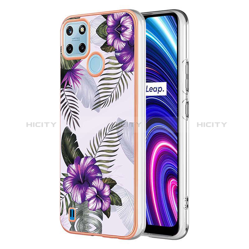 Coque Silicone Motif Fantaisie Souple Couleur Unie Etui Housse Y03B pour Realme C25Y India Violet Plus