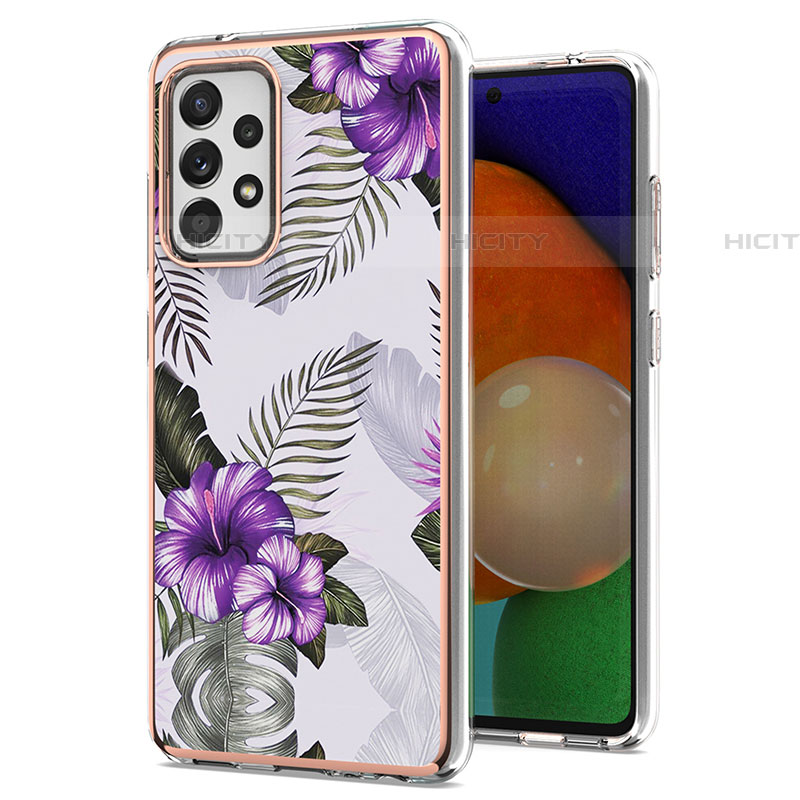 Coque Silicone Motif Fantaisie Souple Couleur Unie Etui Housse Y03B pour Samsung Galaxy A52 4G Violet Plus