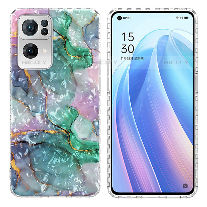 Coque Silicone Motif Fantaisie Souple Couleur Unie Etui Housse Y04B pour Oppo Reno7 Pro 5G Vert Nuit Plus