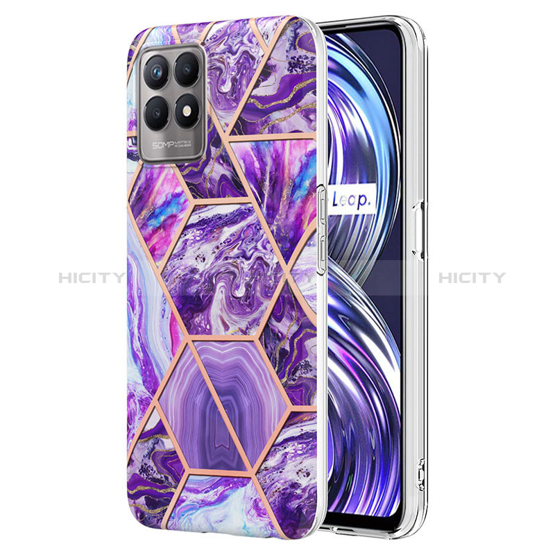 Coque Silicone Motif Fantaisie Souple Couleur Unie Etui Housse Y04B pour Realme 8i Violet Plus