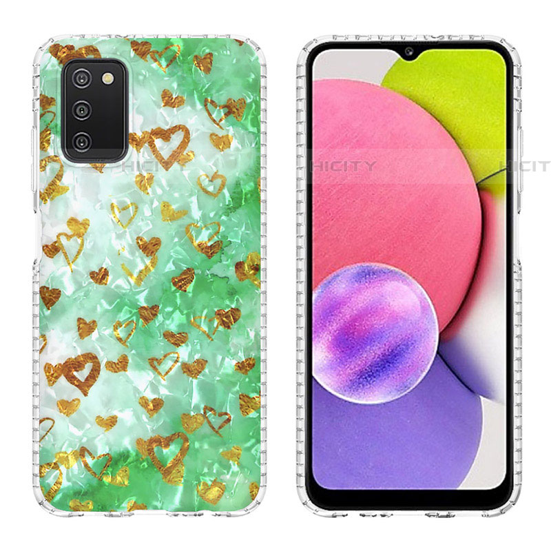 Coque Silicone Motif Fantaisie Souple Couleur Unie Etui Housse Y04B pour Samsung Galaxy A03s Pastel Vert Plus