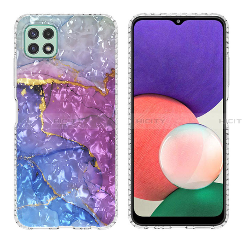 Coque Silicone Motif Fantaisie Souple Couleur Unie Etui Housse Y04B pour Samsung Galaxy A22 5G Violet Plus