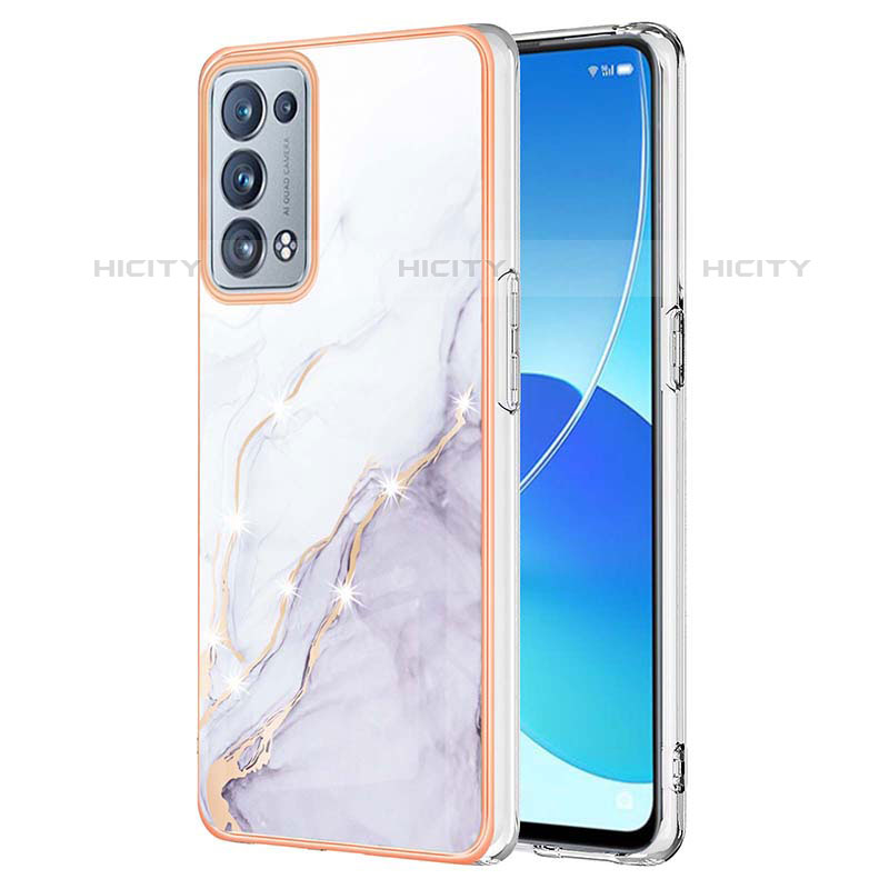 Coque Silicone Motif Fantaisie Souple Couleur Unie Etui Housse Y05B pour Oppo Reno6 Pro 5G Blanc Plus