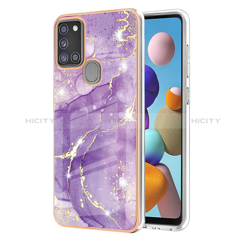 Coque Silicone Motif Fantaisie Souple Couleur Unie Etui Housse Y05B pour Samsung Galaxy A21s Violet Plus