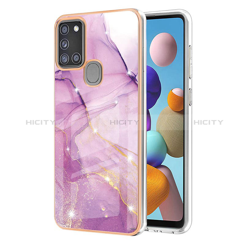 Coque Silicone Motif Fantaisie Souple Couleur Unie Etui Housse Y05B pour Samsung Galaxy A21s Violet Clair Plus