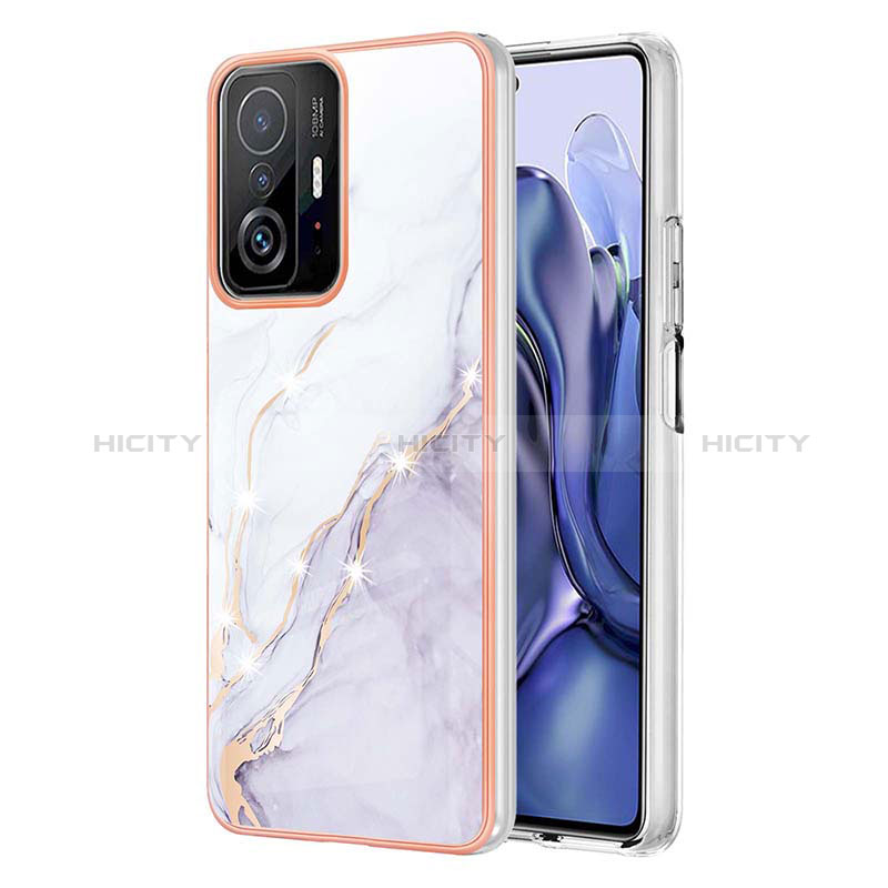 Coque Silicone Motif Fantaisie Souple Couleur Unie Etui Housse Y05B pour Xiaomi Mi 11T 5G Blanc Plus