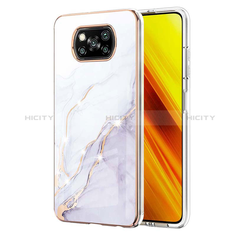 Coque Silicone Motif Fantaisie Souple Couleur Unie Etui Housse Y05B pour Xiaomi Poco X3 NFC Blanc Plus