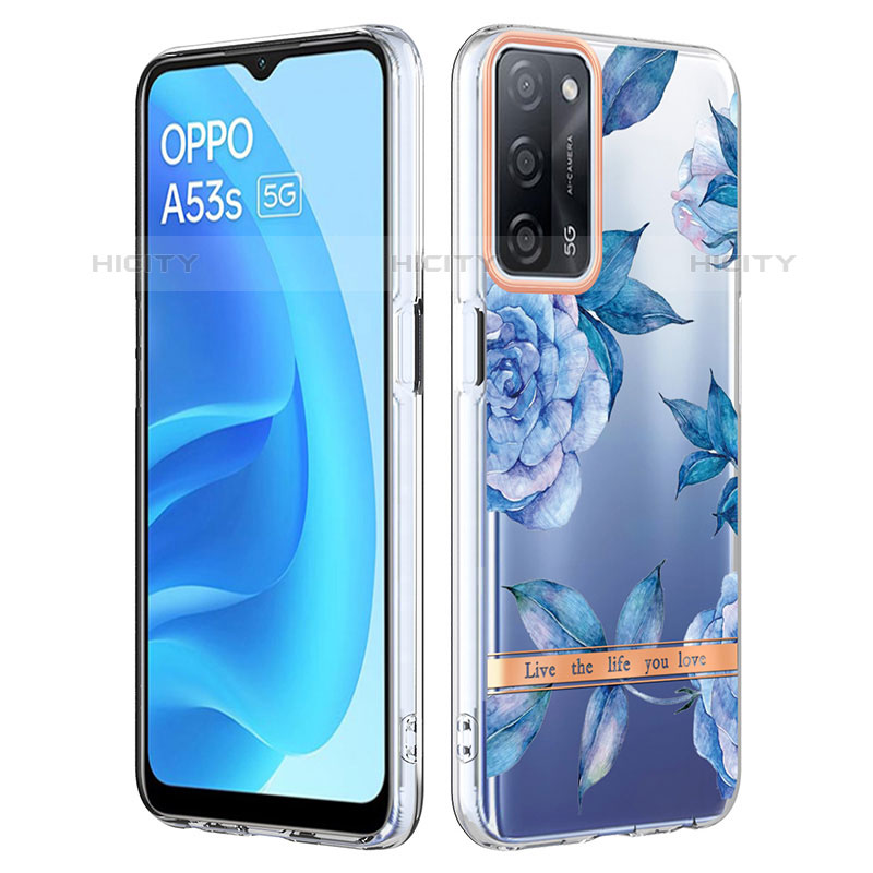 Coque Silicone Motif Fantaisie Souple Couleur Unie Etui Housse Y06B pour Oppo A55 5G Bleu Plus