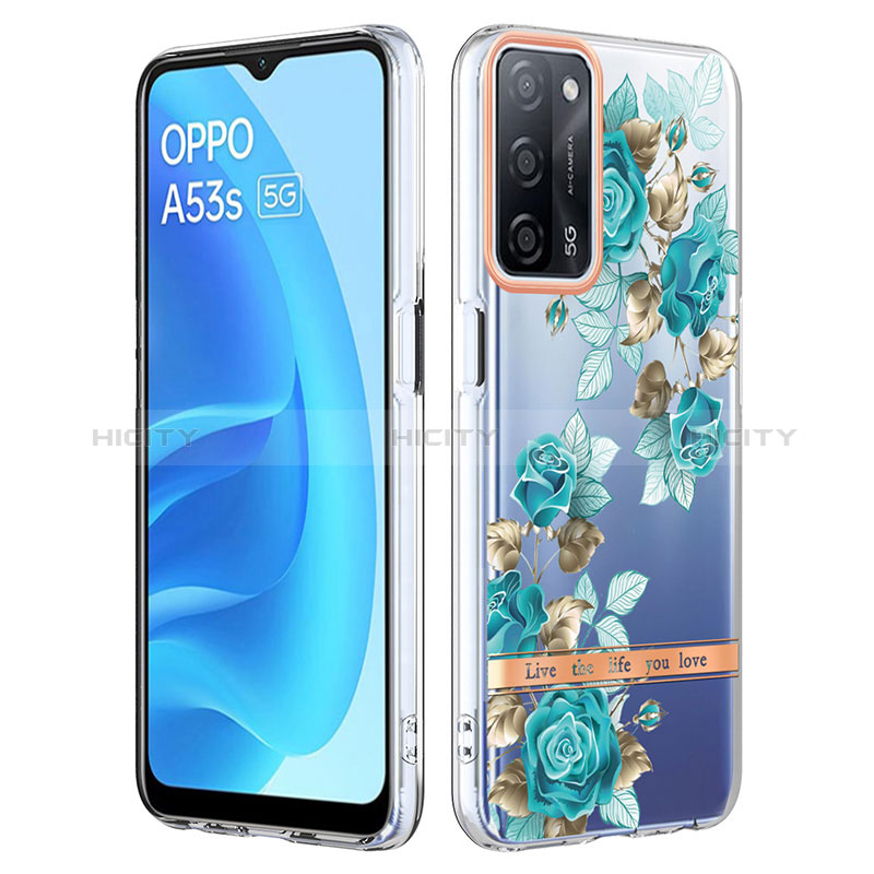 Coque Silicone Motif Fantaisie Souple Couleur Unie Etui Housse Y06B pour Oppo A56 5G Cyan Plus