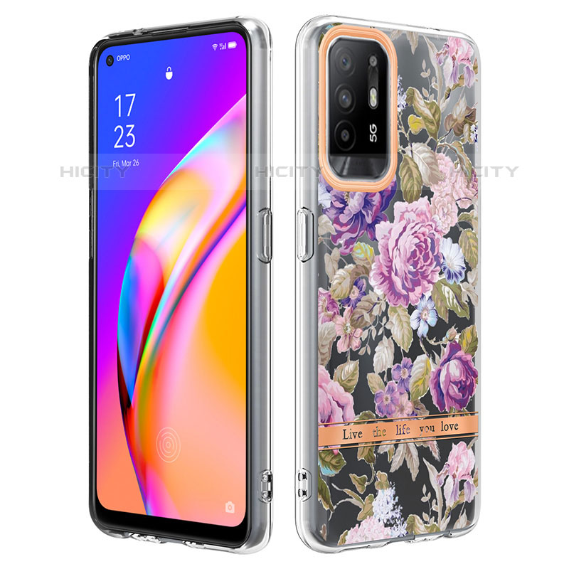 Coque Silicone Motif Fantaisie Souple Couleur Unie Etui Housse Y06B pour Oppo A94 5G Violet Clair Plus