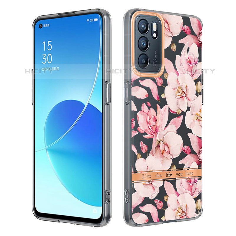 Coque Silicone Motif Fantaisie Souple Couleur Unie Etui Housse Y06B pour Oppo Reno6 5G Rose Plus