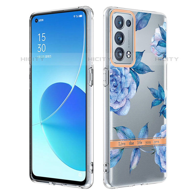 Coque Silicone Motif Fantaisie Souple Couleur Unie Etui Housse Y06B pour Oppo Reno6 Pro+ Plus 5G Bleu Plus