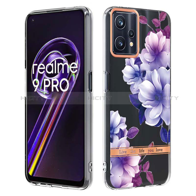 Coque Silicone Motif Fantaisie Souple Couleur Unie Etui Housse Y06B pour Realme 9 Pro 5G Violet Plus