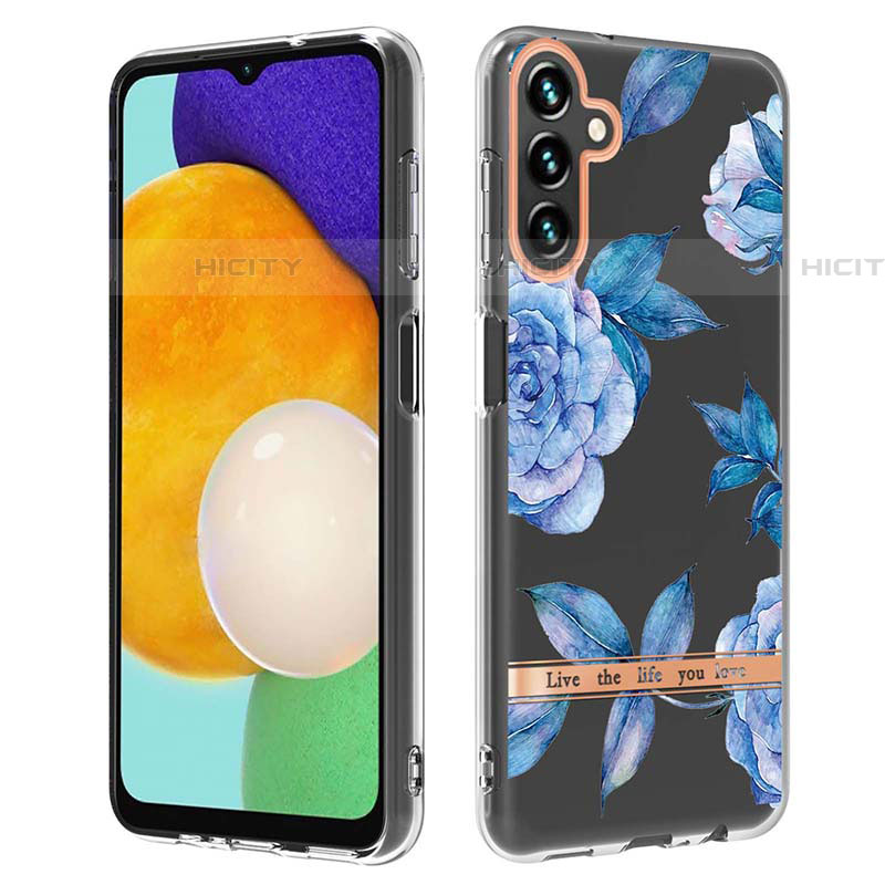 Coque Silicone Motif Fantaisie Souple Couleur Unie Etui Housse Y06B pour Samsung Galaxy A04s Bleu Plus