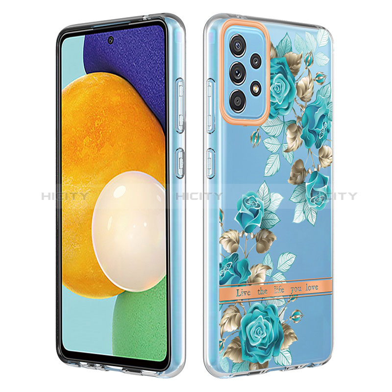 Coque Silicone Motif Fantaisie Souple Couleur Unie Etui Housse Y06B pour Samsung Galaxy A52s 5G Cyan Plus