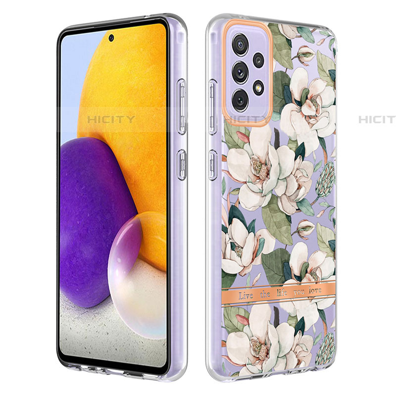 Coque Silicone Motif Fantaisie Souple Couleur Unie Etui Housse Y06B pour Samsung Galaxy A72 4G Blanc Plus