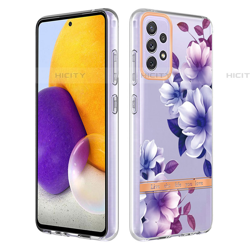 Coque Silicone Motif Fantaisie Souple Couleur Unie Etui Housse Y06B pour Samsung Galaxy A72 4G Violet Plus