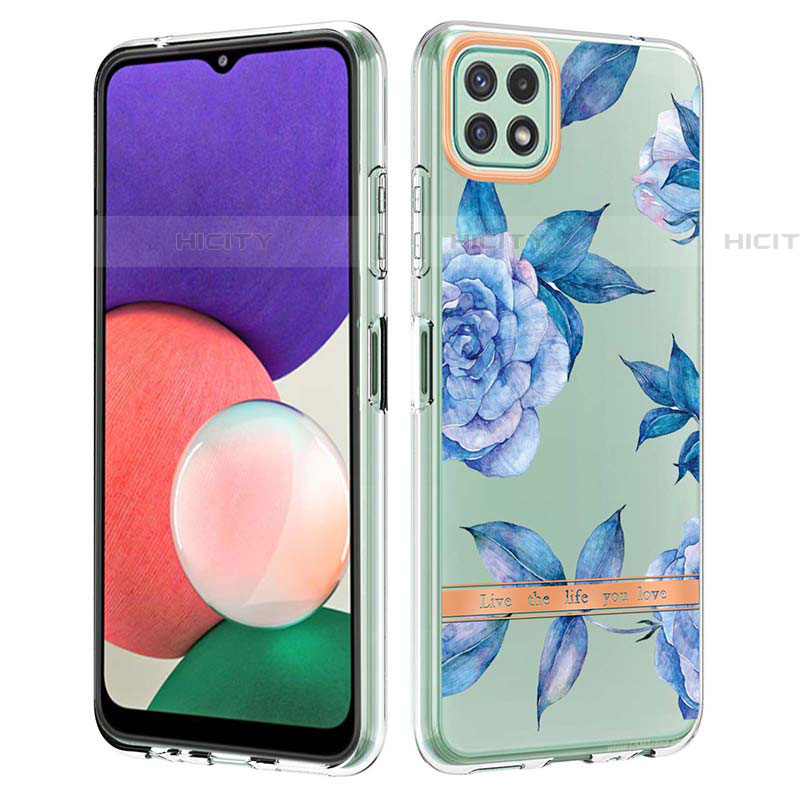 Coque Silicone Motif Fantaisie Souple Couleur Unie Etui Housse Y06B pour Samsung Galaxy F42 5G Bleu Plus