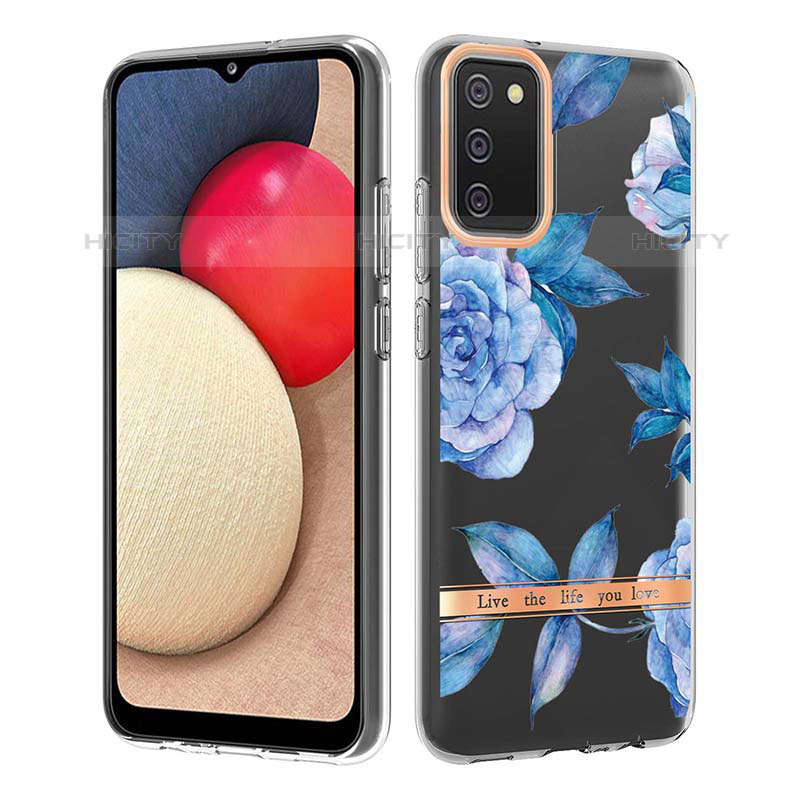 Coque Silicone Motif Fantaisie Souple Couleur Unie Etui Housse Y06B pour Samsung Galaxy M02s Bleu Plus