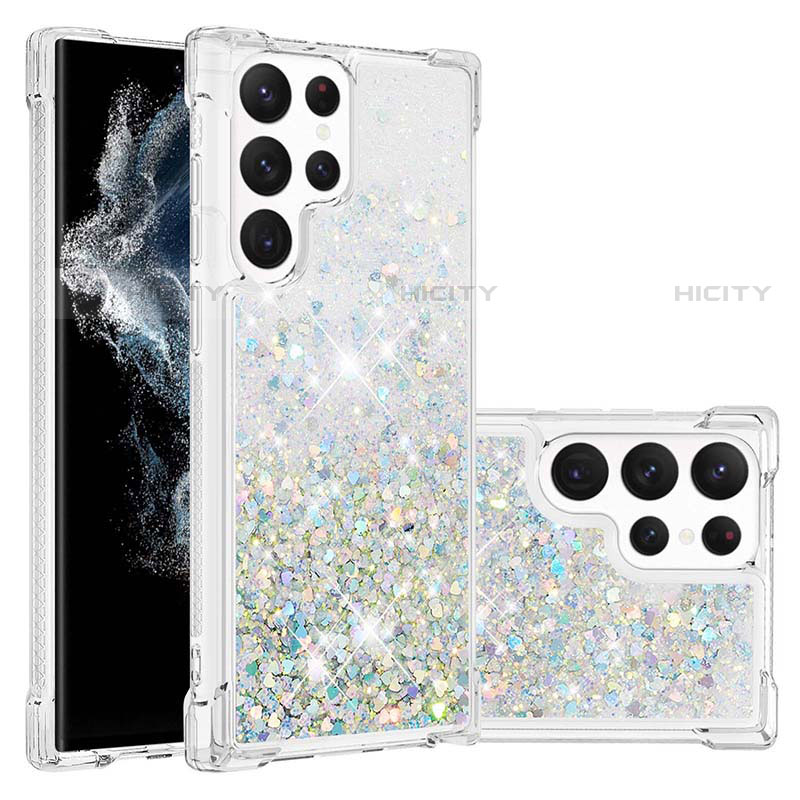 Coque Silicone Motif Fantaisie Souple Couleur Unie Etui Housse Y06B pour Samsung Galaxy S23 Ultra 5G Argent Plus