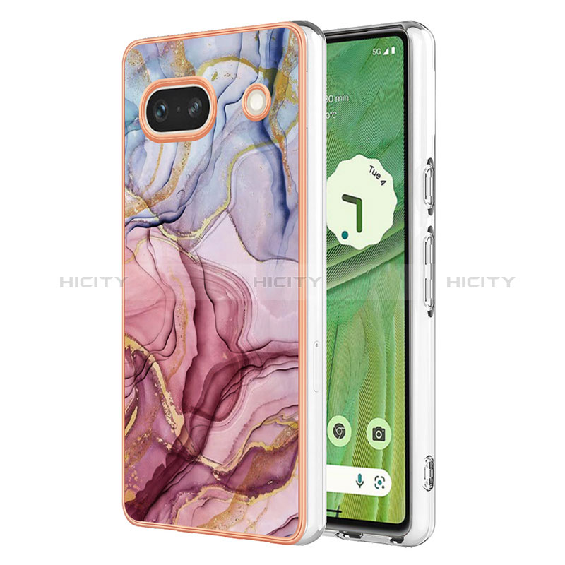 Coque Silicone Motif Fantaisie Souple Couleur Unie Etui Housse Y07B pour Google Pixel 7a 5G Violet Clair Plus