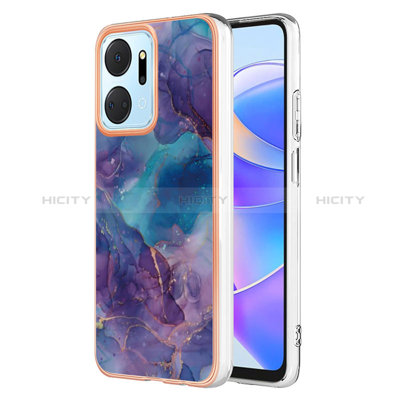 Coque Silicone Motif Fantaisie Souple Couleur Unie Etui Housse Y07B pour Huawei Honor X7a Violet Plus