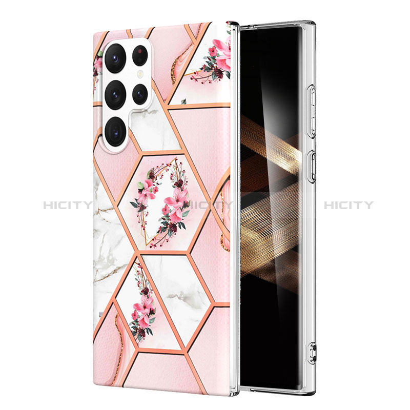 Coque Silicone Motif Fantaisie Souple Couleur Unie Etui Housse Y09B pour Samsung Galaxy S24 Ultra 5G Rose Plus