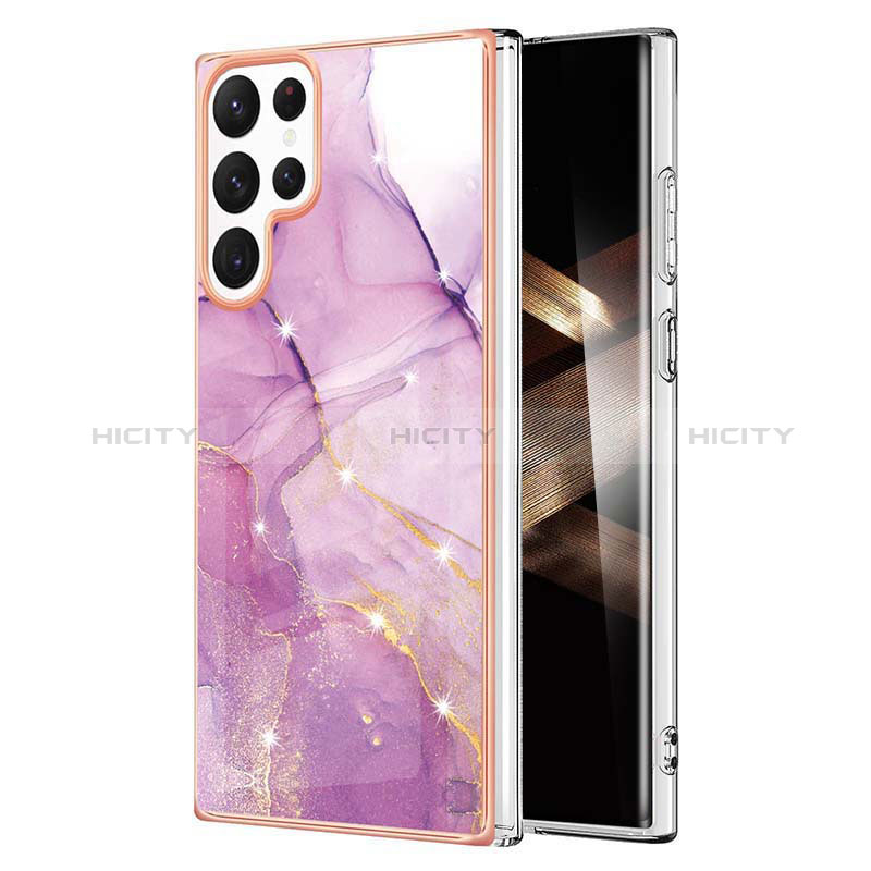 Coque Silicone Motif Fantaisie Souple Couleur Unie Etui Housse Y11B pour Samsung Galaxy S24 Ultra 5G Violet Clair Plus