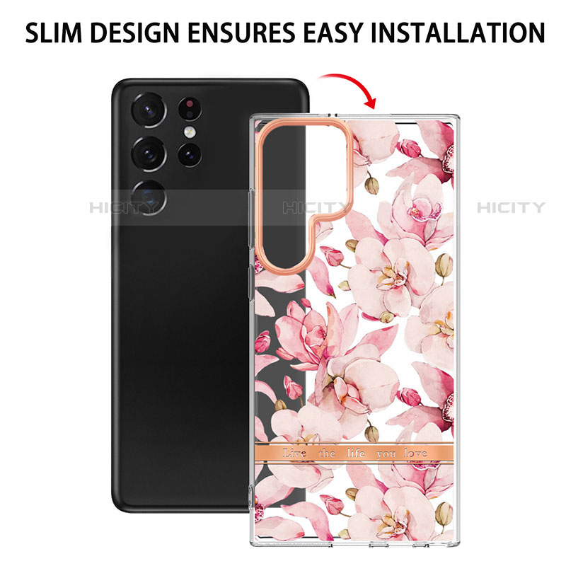 Coque Silicone Motif Fantaisie Souple Couleur Unie Etui Housse Y12B pour Samsung Galaxy S22 Ultra 5G Plus