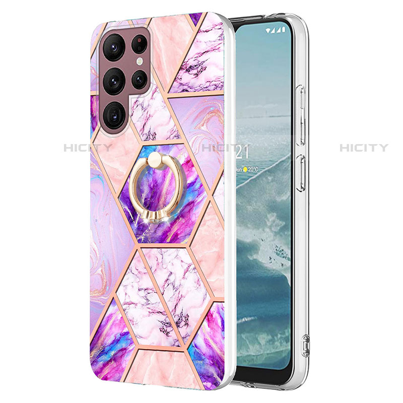 Coque Silicone Motif Fantaisie Souple Couleur Unie Etui Housse Y13B pour Samsung Galaxy S21 Ultra 5G Violet Clair Plus