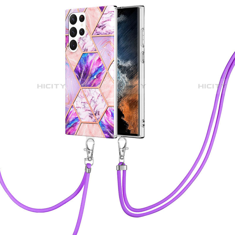 Coque Silicone Motif Fantaisie Souple Couleur Unie Etui Housse Y18B pour Samsung Galaxy S21 Ultra 5G Violet Clair Plus