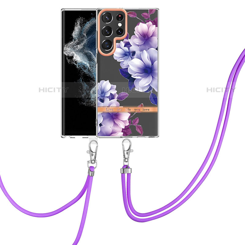 Coque Silicone Motif Fantaisie Souple Couleur Unie Etui Housse Y22B pour Samsung Galaxy S22 Ultra 5G Violet Plus