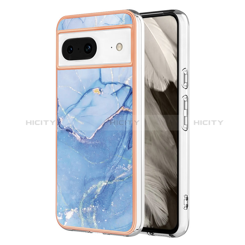 Coque Silicone Motif Fantaisie Souple Couleur Unie Etui Housse YB1 pour Google Pixel 8 5G Bleu Plus