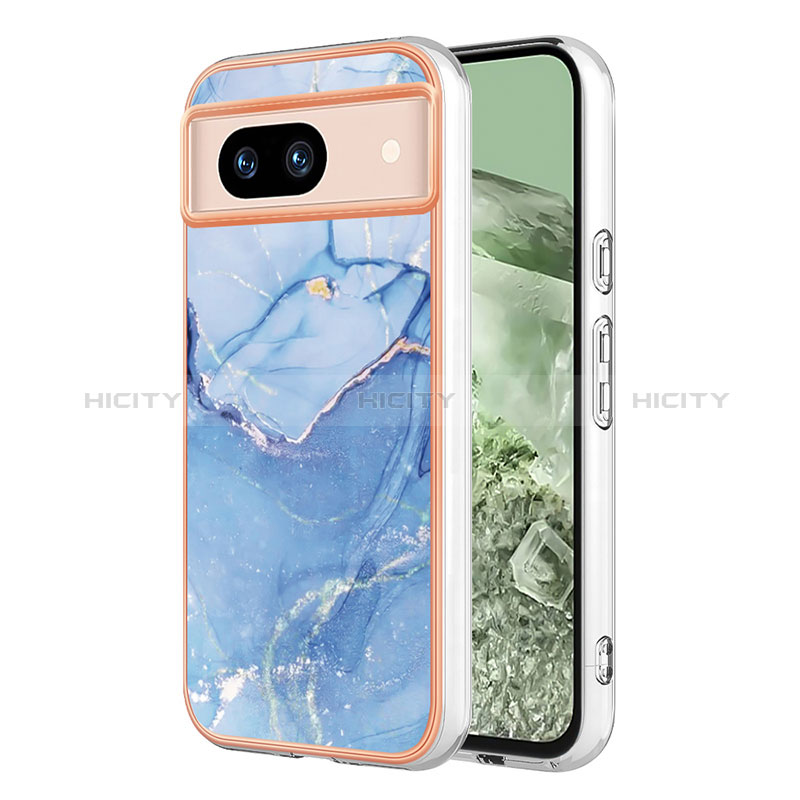 Coque Silicone Motif Fantaisie Souple Couleur Unie Etui Housse YB1 pour Google Pixel 8a 5G Bleu Plus