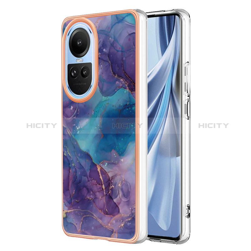 Coque Silicone Motif Fantaisie Souple Couleur Unie Etui Housse YB1 pour Oppo Reno10 5G Violet Plus