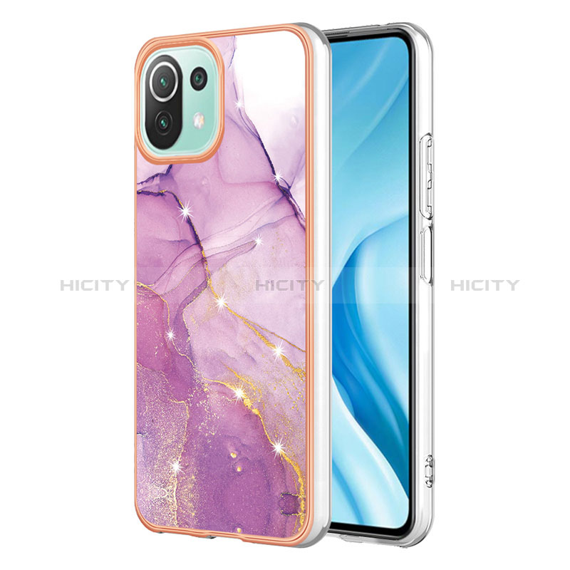 Coque Silicone Motif Fantaisie Souple Couleur Unie Etui Housse YB1 pour Xiaomi Mi 11 Lite 4G Violet Clair Plus