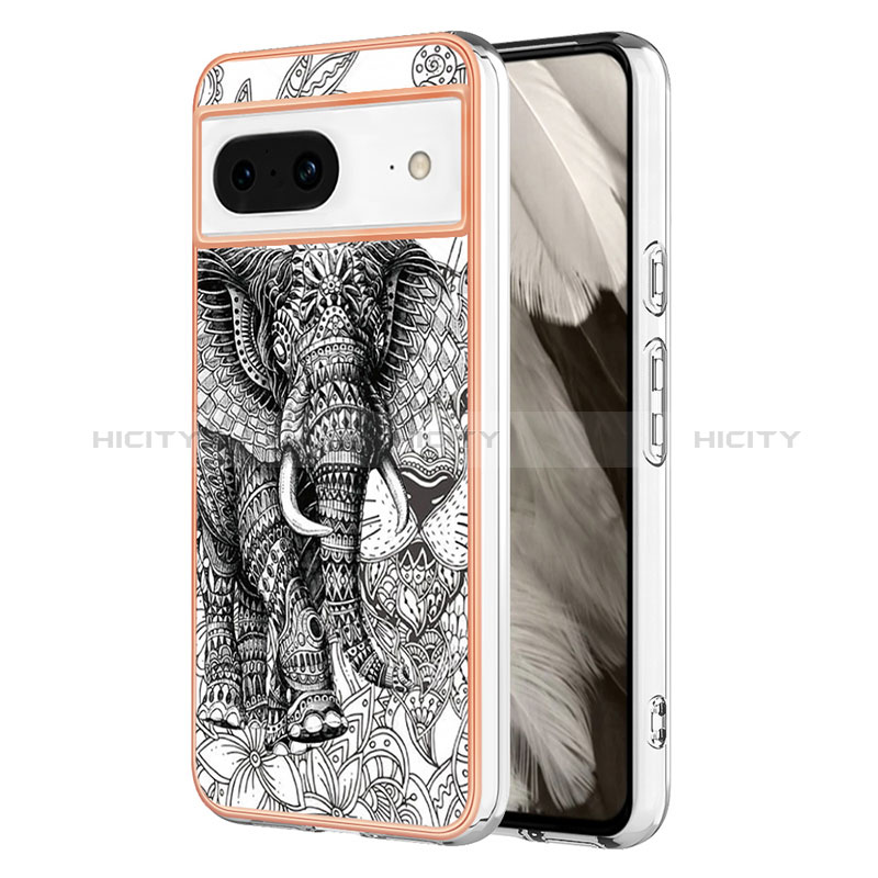 Coque Silicone Motif Fantaisie Souple Couleur Unie Etui Housse YB2 pour Google Pixel 8 5G Gris Plus