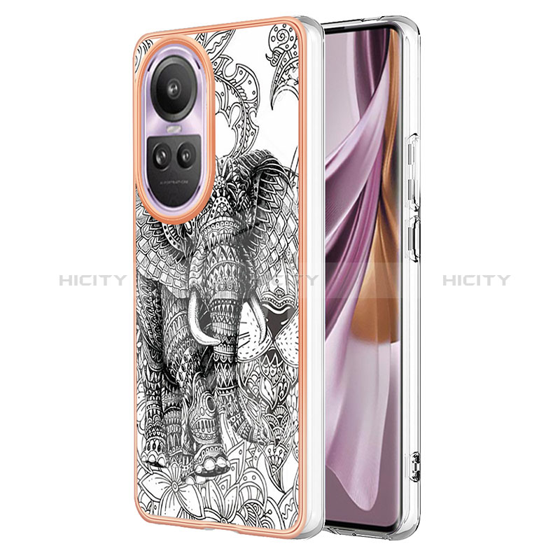 Coque Silicone Motif Fantaisie Souple Couleur Unie Etui Housse YB2 pour Oppo Reno10 Pro 5G Gris Plus