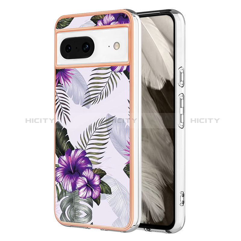 Coque Silicone Motif Fantaisie Souple Couleur Unie Etui Housse YB3 pour Google Pixel 8 5G Violet Plus