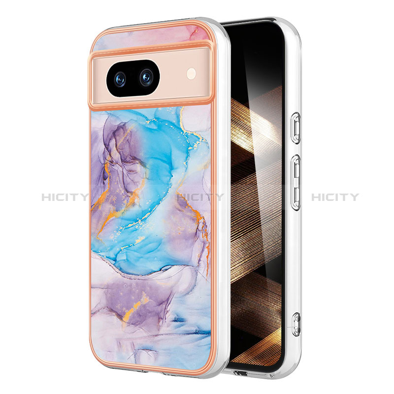 Coque Silicone Motif Fantaisie Souple Couleur Unie Etui Housse YB3 pour Google Pixel 8a 5G Bleu Plus