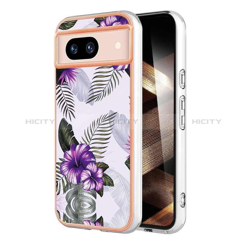 Coque Silicone Motif Fantaisie Souple Couleur Unie Etui Housse YB3 pour Google Pixel 8a 5G Violet Plus