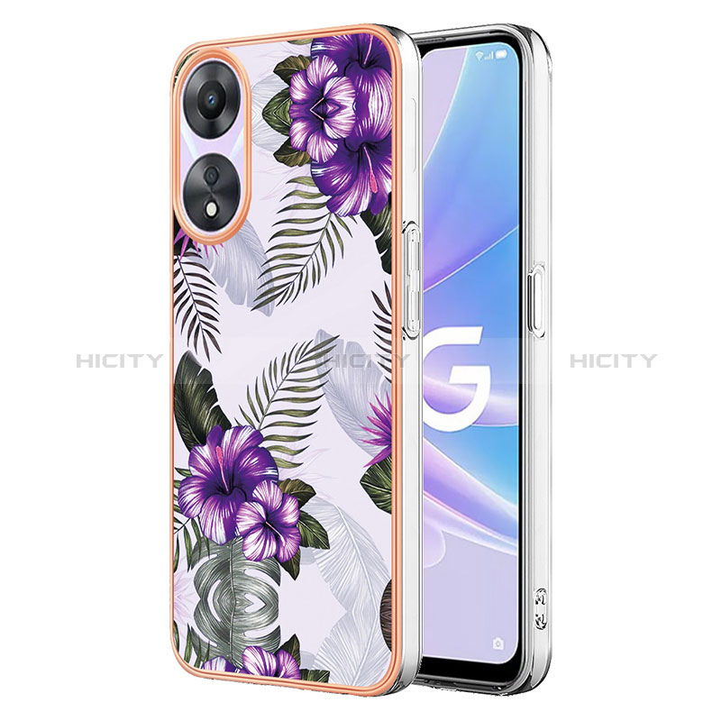 Coque Silicone Motif Fantaisie Souple Couleur Unie Etui Housse YB3 pour Oppo A58 5G Violet Plus