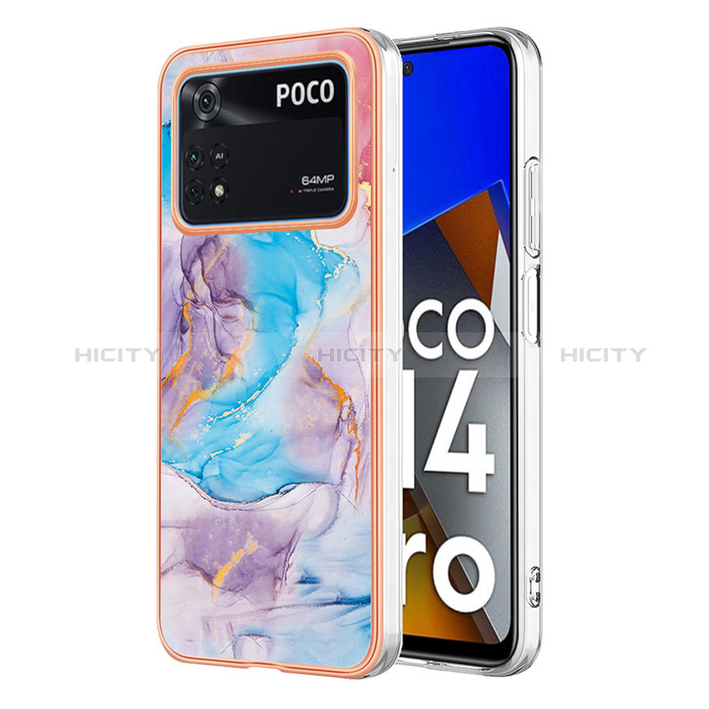 Coque Silicone Motif Fantaisie Souple Couleur Unie Etui Housse YB3 pour Xiaomi Poco M4 Pro 4G Bleu Plus