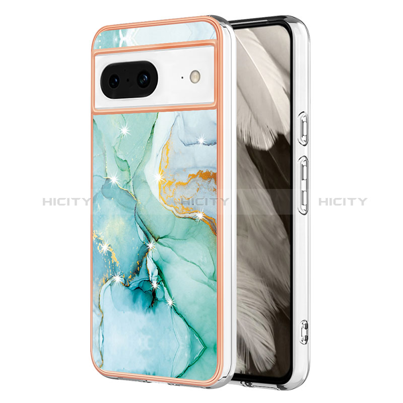 Coque Silicone Motif Fantaisie Souple Couleur Unie Etui Housse YB5 pour Google Pixel 8 5G Vert Plus