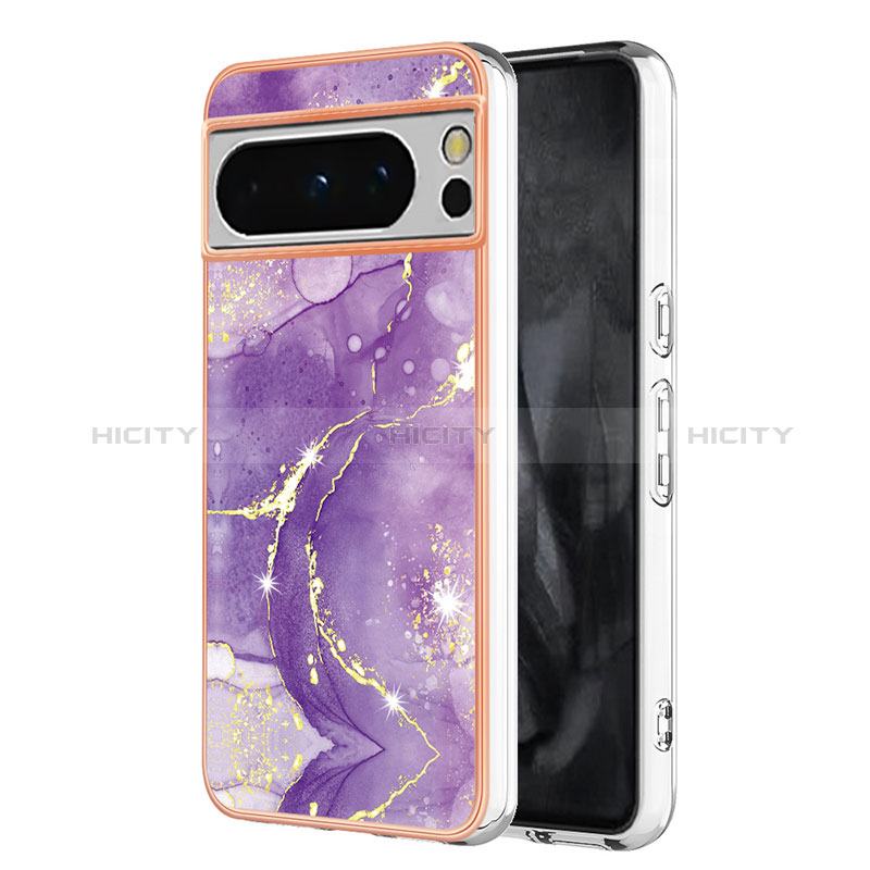 Coque Silicone Motif Fantaisie Souple Couleur Unie Etui Housse YB5 pour Google Pixel 8 Pro 5G Violet Plus