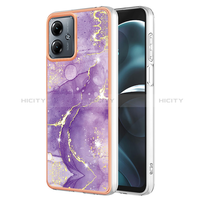 Coque Silicone Motif Fantaisie Souple Couleur Unie Etui Housse YB5 pour Motorola Moto G14 Violet Plus