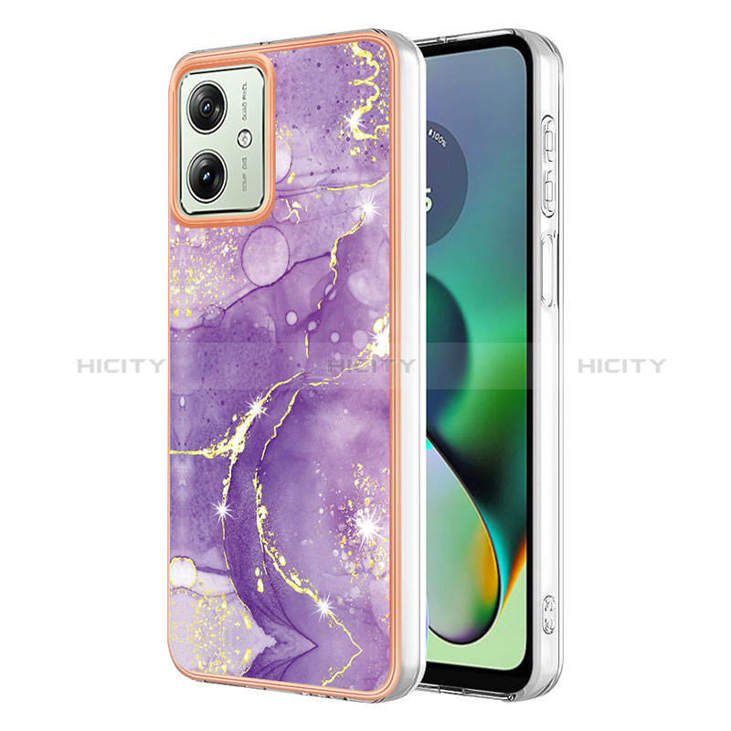 Coque Silicone Motif Fantaisie Souple Couleur Unie Etui Housse YB5 pour Motorola Moto G54 5G Violet Plus