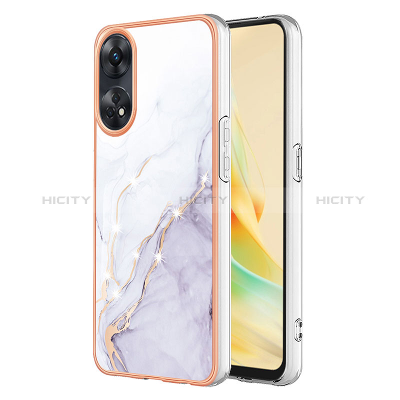 Coque Silicone Motif Fantaisie Souple Couleur Unie Etui Housse YB5 pour Oppo Reno8 T 4G Blanc Plus